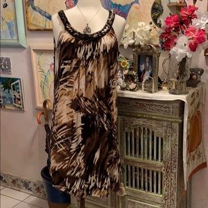 Sleeveless dress ,browns and cream. $25 NWOT